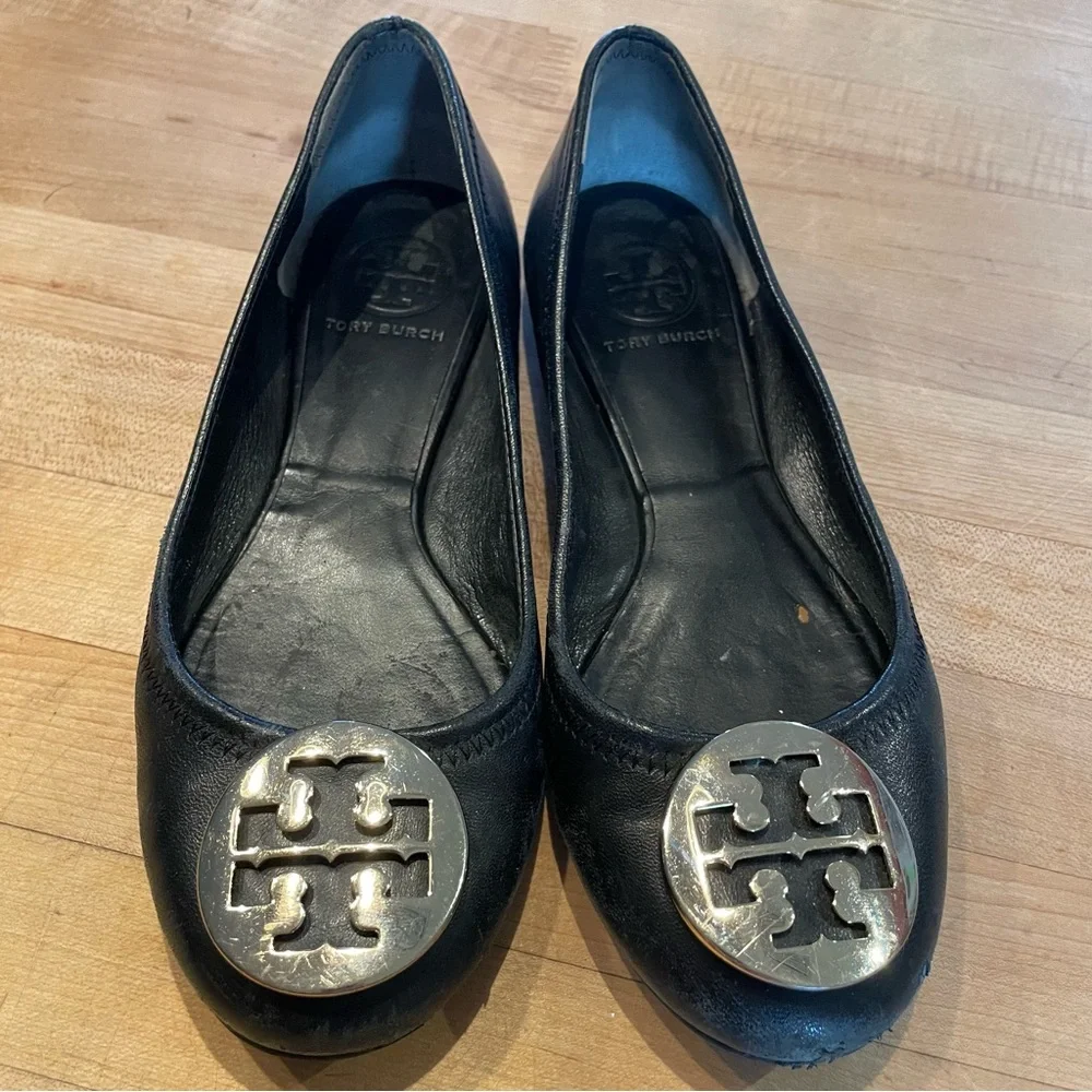 Tory Burch Flats Women's Size 6M Black Leather - Picture 1 of 12